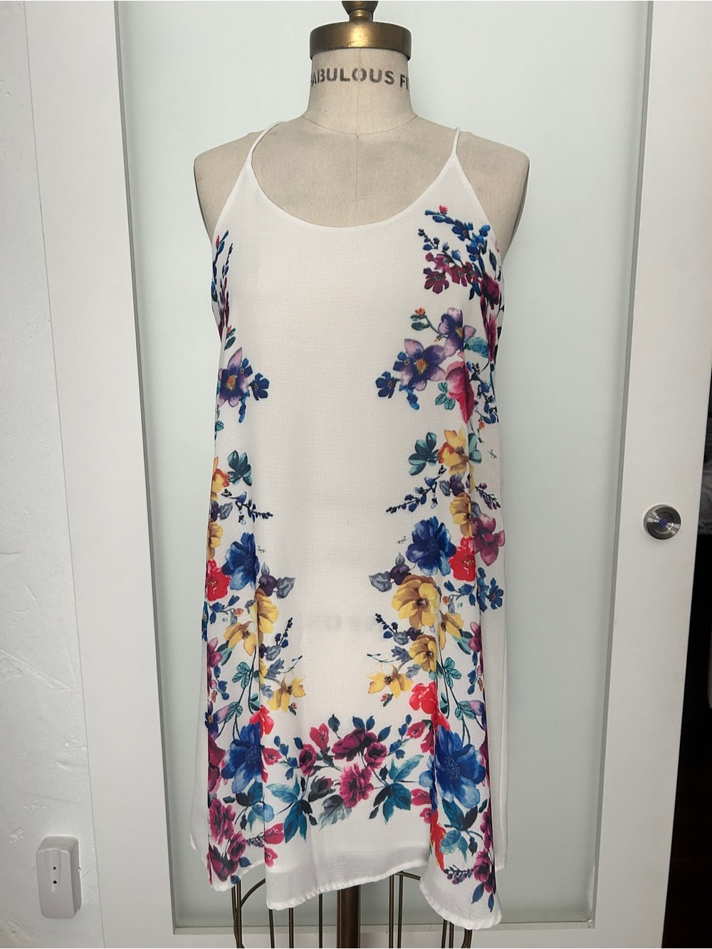 Potter's Pot white floral halter mini dress small